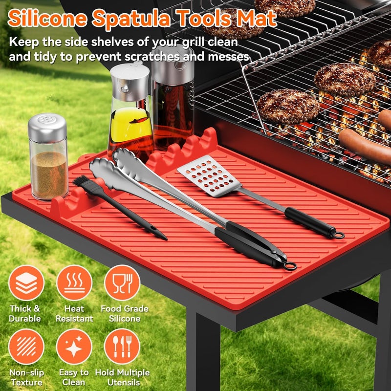 Protebox Silicone Griddle Mat for Blackstone - Magnetic Silicone Grill Tools Mat for Blackstone Accessories, Side Shelf Spatula Utensil Mats with Drip Pad for Outdoor BBQ Grill Kitchen Countertop (2-Pack) - Image 2